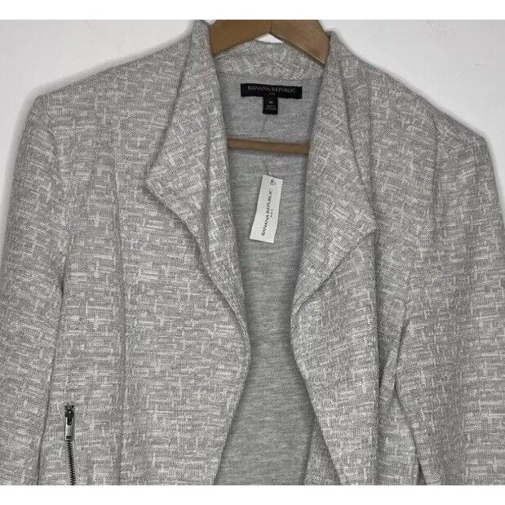 Banana Republic Women's Light Gray Jacket Tweed Blazer, Size Medium Pockets NEW